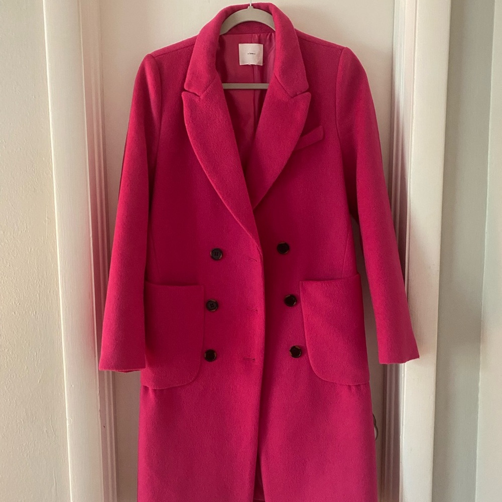 Women's Double-Breasted Pink Coat